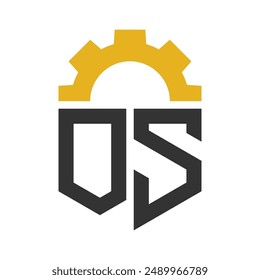 Letter OS Gear Logo Design für Service Center, Repair, Factory, Industrie und Gewerbe, Digital und Mechanical Business