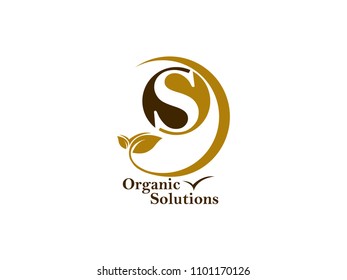 Letter OS with leaf Organic Solutions logo vector