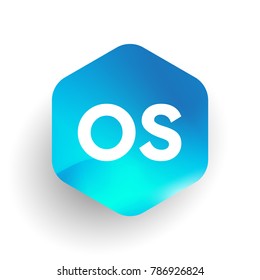 Letter OS logo in hexagon shape and colorful background, letter combination logo design for business and company identity.
