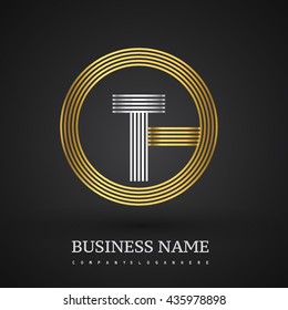 Letter OT or TO linked logo design circle O shape. Elegant gold and silver colored, symbol for your business name or company identity.