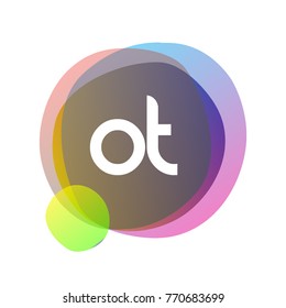 Letter OT logo with colorful splash background, letter combination logo design for creative industry, web, business and company.
