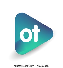 Letter OT logo in triangle shape and colorful background, letter combination logo design for business and company identity.
