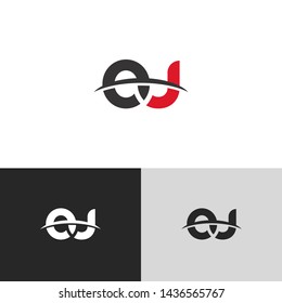 Letter ou linked lowercase logo design template elements. Red letter Isolated on black white grey background. Suitable for business, consulting group company.