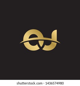 Letter ou linked lowercase logo design template elements. Gold letter Isolated on black  background. Suitable for business, consulting group company.