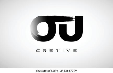 Letter OU logo logotype icon concept with brush style, and joining letter logo design vector	