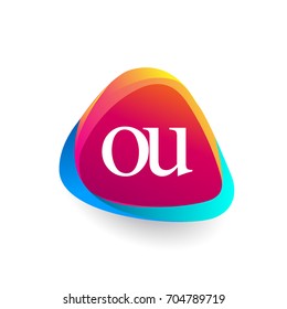 Letter OU logo in triangle shape and colorful background, letter combination logo design for company identity.