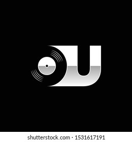 Letter OU with Negative Space Vinyl - Logo for DJ or Record