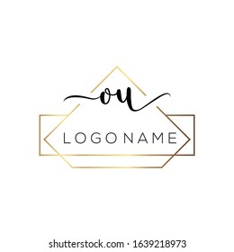 Letter Ou sign handwriting logo with luxury elegent modern fashion style perfect for , beauty , wedding photography , spa , makeup logos 
