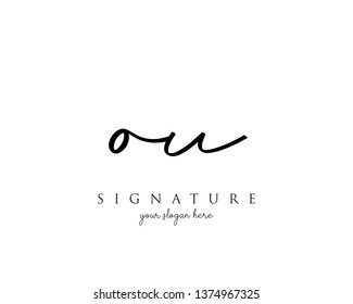 Letter OU Signature Logo Template - Vector