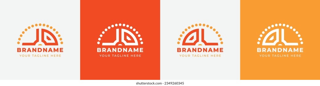 Letter OU and UO or OV and VO Sunrise  Logo Set, suitable for any business with OU, UO, OV, VO initials.