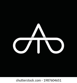 Diseño de logotipo creativo de esquema de letra AT