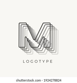 Letra de franjas de contorno, letra de efecto de mezcla para monograma y plantilla de logotipo, tipo de línea de contorno
