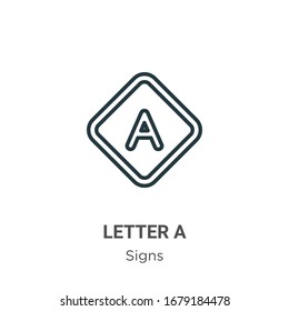Letter a outline vector icon. Thin line black letter a icon, flat vector simple element illustration from editable signs concept isolated stroke on white background