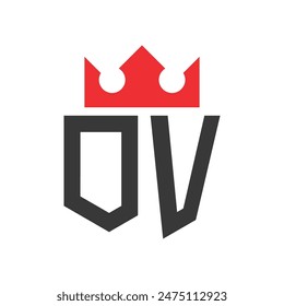 Letter OV Crown Logo. Crown on Letter OV Logo Design Template