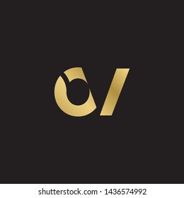 Letter ov linked lowercase logo design template elements. Gold letter Isolated on black  background. Suitable for business, consulting group company.
