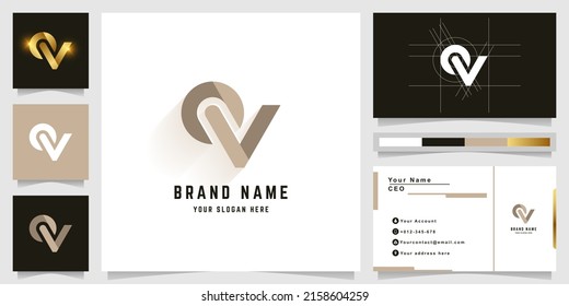 Letter OV or QV monogram logo with business card design