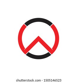 letter ow geometric line circle logo vector