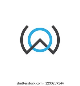 letter ow linked circle logo vector
