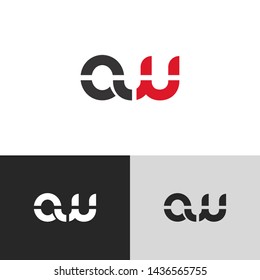 Letter ow linked lowercase logo design template elements. Red letter Isolated on black white grey background. Suitable for business, consulting group company.