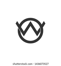 letter ow linked overlapping line logo vector