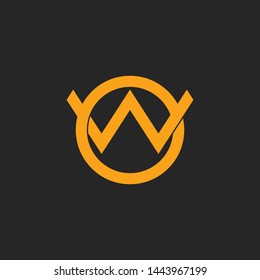 letter ow linked overlapping line logo vector