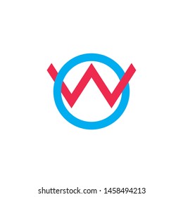 letter ow linked overlapping line logo vector