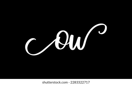 letter OW logo design handwriting signature style vector template.