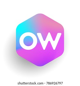 Letter OW logo in hexagon shape and colorful background, letter combination logo design for business and company identity.
