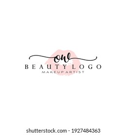 Letter OW Watercolor Lips Premade Logo Design, Logo for Makeup Artist Business Branding, Blush Beauty Boutique Logo Design, Calligraphy Logo