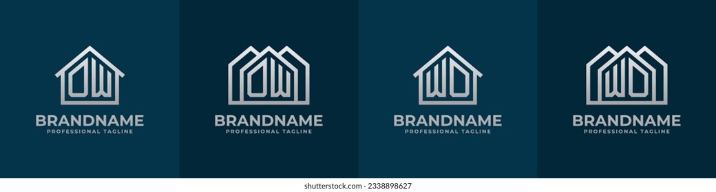 Letter OW and WO Home Logo Set. Suitable for any business related to house, real estate, construction, interior with OW or WO initials.