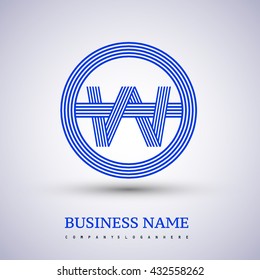 Letter OW or WO linked logo design circle G shape. Elegant blue colored, symbol for your business name or company identity.