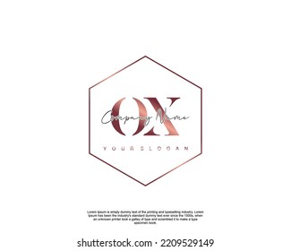 Letter OX Initial handwriting logo with signature and hand drawn style.