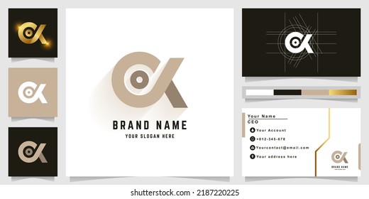 Letter OX or OK monogram logo with business card design