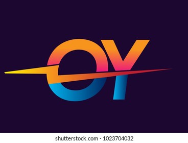 Letter OY logo with Lightning icon, letter combination Power Energy Logo design for Creative Power ideas, web, business and company.
