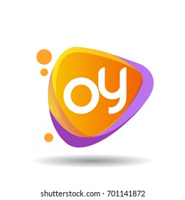 Letter OY logo in triangle splash and colorful background, letter combination logo design for creative industry, web, business and company.