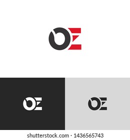 Letter oz linked lowercase logo design template elements. Red letter Isolated on black white grey background. Suitable for business, consulting group company.