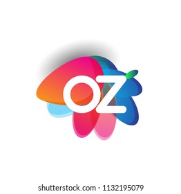Letter OZ logo with colorful splash background, letter combination logo design for creative industry, web, business and company.
