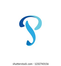 letter p 3d gradient logo vector