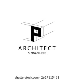 Letter P 3D logo architect for architecture and construction company