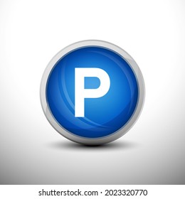 Letter P in 3D Shiny Blue Keys for web Icons, Education Icons and Alphabet Icons. Vector Illustration