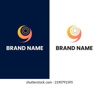 letter p and 9 modern logo design template