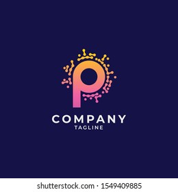 Letter P abstract digital technology logo icon sign design. Vector illustration