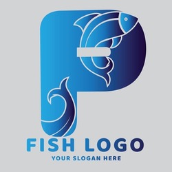Letter P Abstract Fish Logo With Fish Symbol Logo Design Abstract Style