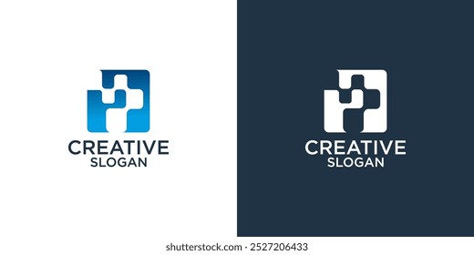 letter p abstract geometry logo design vector