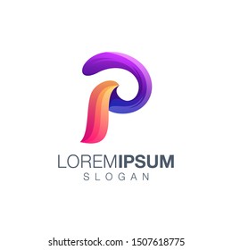 letter P abstract gradient color logo design