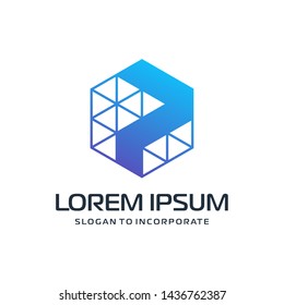 Letter P abstract Logo Template.construction concept. digital technology logo -vector