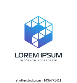 Letter P abstract Logo Template.construction concept. digital technology logo -vector