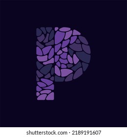 Lettre P Logo Abstrait Mosaïque En Pierre Colorée