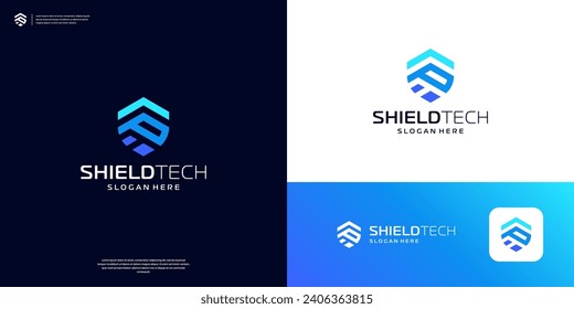 Letter P abstract Shield Security Logo Design template