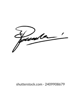 Letter P abstract signature idea. Vector illustration with black writing and transparent background.